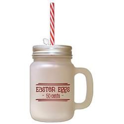 Maroon Easter Eggs 50 Cents Frosted Glass Mason Jar With Straw