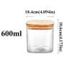 Glass Sealed Jars Cans With Bamboo Lid Tea Coffee Sugar Kitchen Storage Bulk Food Container Set Organization Square Jar 600ML