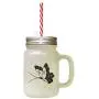 Black Butterfly Style 73 Frosted Glass Mason Jar With Straw Black Butterfly Style 73 Frosted Glass Mason Jar With Straw