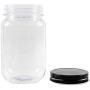 Novelinks 16 Ounce Clear Plastic Jars with Black Lids - Refillable Round Clear Containers Clear Jars Storage Containers for Kitchen & Household Storage - BPA Free (10 Pack)