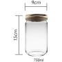 Kitchen Food Storage Jar Airtight Food Storage Storage Jar,Retro Acacia Wood Cover Sealed Glass Storage Tanks (Size : 750ml)