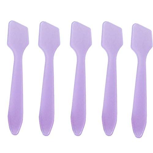 100pcs Plastic Spatulas Cosmetic Scoop Stick Spatula Applicator Tool for Mixing and DIY Mask Facial Cream Makeup Skin Care Products 3.2'' Reusable (Purple)