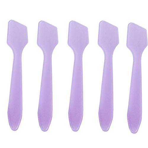 100pcs Plastic Spatulas Cosmetic Scoop Stick Spatula Applicator Tool for Mixing and DIY Mask Facial Cream Makeup Skin Care Products 3.2'' Reusable (Purple)