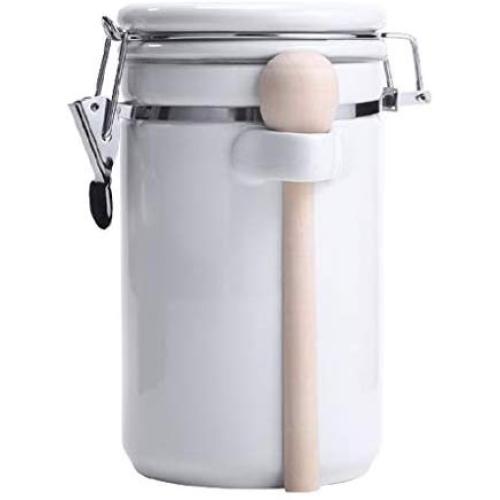 Luftdichte Kugelförmige Lebensmittelbehälter mit Deckeln, Kleine Keramik-Kaffeetiegel für Küche, Rustikaler Wohnstil, Vorratskammer-Organisation, ideal für Tee, Snacks, Zucker, Kaffee, Gewürze, 1,5L (Farbe: Weiß)