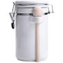 Luftdichte Kugelförmige Lebensmittelbehälter mit Deckeln, Kleine Keramik-Kaffeetiegel für Küche, Rustikaler Wohnstil, Vorratskammer-Organisation, ideal für Tee, Snacks, Zucker, Kaffee, Gewürze, 1,5L (Farbe: Weiß)