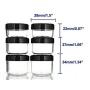6PCS 10ml/15ml/20ml Different Sizes Combinations Clear Empty Refillable Plastic Bottle Cosmetic Container Holder Vial Jar Pot Sample Packing with Black Screw Lid for Cream Lotion Eyeshadow Lip Balm