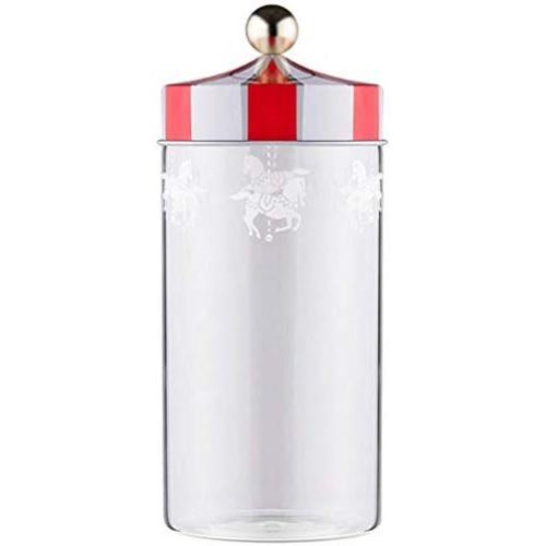 Glass Carousel Storage Jar Seal Can Canister with Lid, Kitchen Glassware Food Beverage Preserving Container Serving Candy, Cookie, Rice, Spice, Milk Powder, Sugar, Nuts, Tea, Container (L)