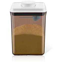 ALXDR Formula Dispenser with Spoon, POP - UP Lids, BPA Free Milk Powder Container, Airtight Plastic Jar, FDA Certified, 2.3L Food Storage Canister, Perfect for Storing Coffee, Tea,Brown