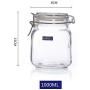 Yl Ly Square Glass Sealed Canister Storage Jar Candy Bottle Dried Fruit Snack Glass Jar With Scale Square 1000Ml