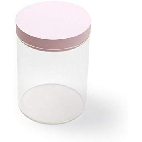 Daycount Food Storage Glass Jar No Lead Kitchen Storage Bottles Sealed Cans with Cover Large Capacity Candy Glass Jars Tea Box (Pink)