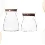 UPKOCH 2pcs Glass Food Storage jar Transparent Airtight Sealed Food Can Canister Bottle with Cork for Spices Sugar Salt Tea Coffee Bean (700ml 1100ml)