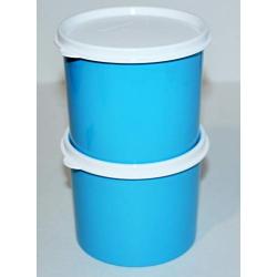 Tupperware Canisters Set of 2 in Blue and White 2.5 Cups Each