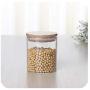 Multipurpose Bamboo Lid Glass Airtight Canister Storage Bottles Jars Grains Tea Leaf Coffee Beans Candy Food Jar,450Ml