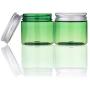 BENECREAT 12 Pack 50G Green Plastic Cosmetic Cream Jars with Aluminum Lids for Makeup Lotion Sample Facial Cream Mask Ointment and Other Skin Care Product