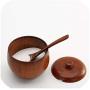 Japanese Natural Wood Spice Jar Style Cans Seasoning Salt Storage Container With Lid Sugar Bowl Salt Spoon Kitchen Tools Gadgets,Green