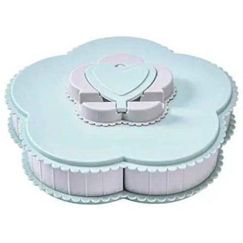 Snack Box | Rotierender Blumendesign Süßigkeiten-Lebensmittellagerbox Schmuckorganizer 5-Fächer - BPA-frei - Geschirrspüler- und Gefriersicher (Blau)