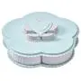 Blumender Drehbare Snackbox mit Blumen-Design, Süßigkeiten-Lebensmittellagerbox, Schmuckorganizer, Party-Süßigkeiten-Schale, Hochzeitssüßigkeiten-Tablett (Blau)