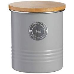 Typhoon Living Airtight Tea Storage Canister with Bamboo Lid, Grey, 1 Litre