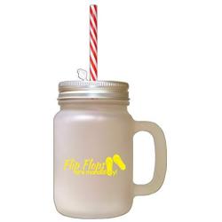 Yellow Flip Flops Are Mandatory Frosted Glass Mason Jar With Straw