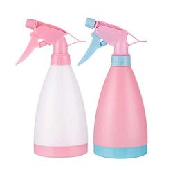 16 OZ Refillable Plastic Spray Bottles Of Adjustable Nozzle with Mist & Stream Modes for Beauty Gardening, Kitchen and Bathroom - 2 Pack (Pink and Beige)