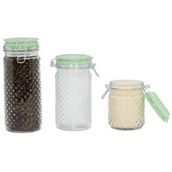 Amici Home Jade, A7CT003AS3R, Emma Hobnail Hermetic Preserving Glass Canisters, Assorted Set of 3 Sizes