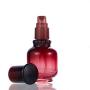 2 pcs 1.7 Oz Wine Red Glass Lotion Bottle With Plastic Pressure Pump,Empty Refillable Face Cream Jar Makeup Lotion Cosmetic Packaging Containers-FREE funnel