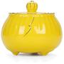 Ceramic Pottery Cereal Containers Canister Cookie Jar with Lids Large, Airtight Food Storage Containers Bins for Kitchen Pantry Organization Flour Rice Candy Bulk, 1L, 15x16cm (Color : Yellow)