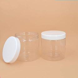 Buthneil 6 Pack 17 oz Clear Plastic Food Storage Jars with White Sealing Caps