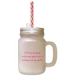 Hot Pink In Day Prosperity Have Many Refuges Resort Frosted Glass Mason Jar With Straw