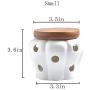 Lucky lu White Garlic Ginger Keeper Vented Ceramic Storage Container Hollow Ceramic Storage Tank Bamboo Cover Kitchen Storage Container (Small)