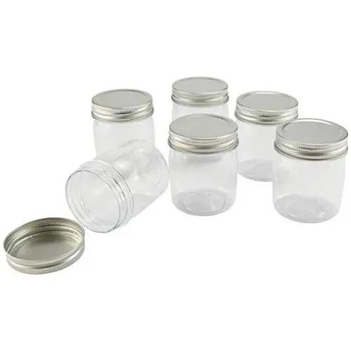 Kunststoff Mason Gläser 8oz 6er Set Ideal für DIY-Projekte, Farbe, Vase, Organisation, Lebensmittel usw.