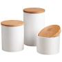 OnePine Set of 3 Food Storage Jar Ceramic Storage Containers with Airtight Seal Bamboo Lid Kitchen Canisters for Tea Sugar Coffee Spice Seasoning and More