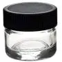 DabJars : set of 10 glass jars 5ml / 1.2&quotx1.2" BLACK cap threaded screw top heavy weighted glass retail or wholesale packaging (Black Cap)