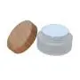 1Pcs 100ml/3.4oz Frosted Glass Cream Jar Bottle With Bamboo Lid and Inner Liner Empty Refillable Cosmetic Storage Container Pot For Travel DIY Makeup Sample Face Cream Lotion Lip Balm Serum Salve