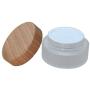 1Pcs 50ml Empty Refillable Clear Frosted Glass Jar Round Cosmetic Jars Portable Travel Bottle Container With Environmental Bamboo Lid and Sealing Liner For Lotion Cream Lip Balm Sample Makeup Emulsion