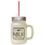 Brown Farm Fresh Milk 89? Gallon Frosted Glass Mason Jar With Straw