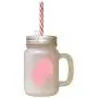 Soft Pink Braque Du Bourbonnais Silhouette Frosted Glass Mason Jar With Straw