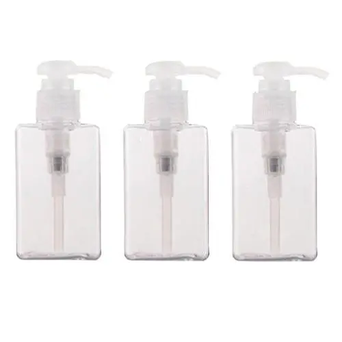 3 x 100ml 3,4oz Leere Kunststoff Pumpflaschen Kosmetikcreme Make-up Badekosmetik Shampoo Duschgel Toilettenspülung Flüssigkeit Lotion Emulsion Reisebehälter (Transparent)