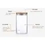 Glass Jars With Bamboo Cover Mini Coffee Sugar Tea Canister Cereal Dispenser Bottle Glass Jars Sealed Storage Tank,25X10Cm 1800Mlx2
