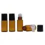 25 Stück Aromaöl Roller Flaschen Mini 1ml/2ml/3ml Bernstein Glas Metallball Leere Roll On Glas Flasche Duftproben Glasgefäße für Aromatherapie Lippenbalsam Creme Flüssigkeit mit schwarzer Kappe (3ml)
