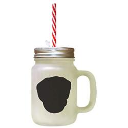 Black Black Tan Virginia Foxhound Silhouette Frosted Glass Mason Jar With Straw