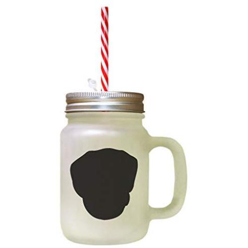Black Black Tan Virginia Foxhound Silhouette Frosted Glass Mason Jar With Straw