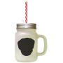 Black Black Tan Virginia Foxhound Silhouette Frosted Glass Mason Jar With Straw