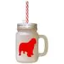 Red Clumber Spaniel Silhouette Frosted Glass Mason Jar With Straw Red Clumber Spaniel Silhouette Frosted Glass Mason Jar With Straw
