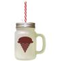 Maroon Multicolor Cone Ice Image Frosted Glass Mason Jar With Straw