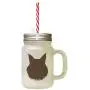 Brown Maine Coon Cat Head Silhouette Frosted Glass Mason Jar With Straw Brown Maine Coon Cat Head Silhouette Frosted Glass Mason Jar With Straw