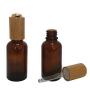 2PCS 50Ml Empty Refillable Amber Glass Dropper Bottle Essential Oil Bottles Perfume Sample Packing Pressure Pump Jar Container With Bamboo Lid And Glass Eye Dropper