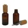 2 STÜCKE 50 ml Wiederbefüllbare Bernstein Glas Tropf Flaschen, Duftprobenbehälter mit Druckpumpe, Bambusdeckel und Glas-Tropfer