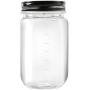 Novelinks 16 Ounce Clear Plastic Jars with Black Lids - Refillable Round Clear Containers Clear Jars Storage Containers for Kitchen & Household Storage - BPA Free (10 Pack)