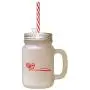 Roter Deckel für Mason Jar mit Stroh und frostiertem Glas